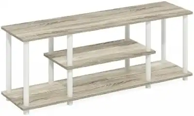 testo alternativo: tv stand furinno con 3 livelli e design oak/white da 140cm