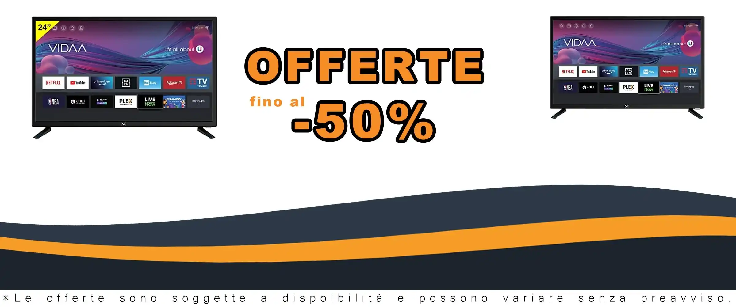 Televisione a schermo LED da 24 pollici con connessione WiFi e controllo remoto